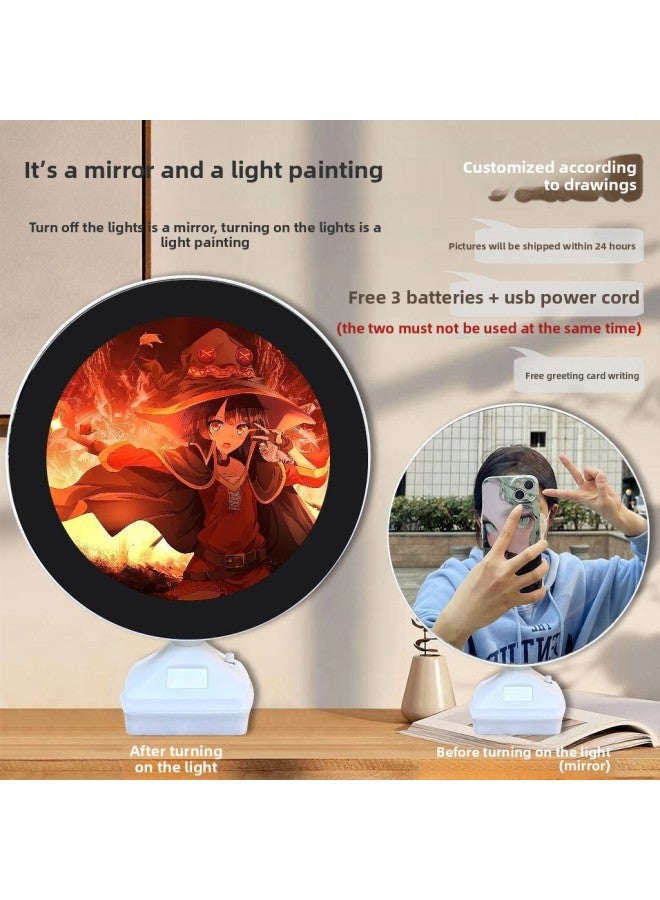 Mirror Light Painting Offers Blessings To The Beautiful World Huihui Akya Secondary Yuan Surrounding Bedroom Fill Light-Specifications:my 1077-4 Huihui_magic Mirror + USB Cable + Battery + Gift Box