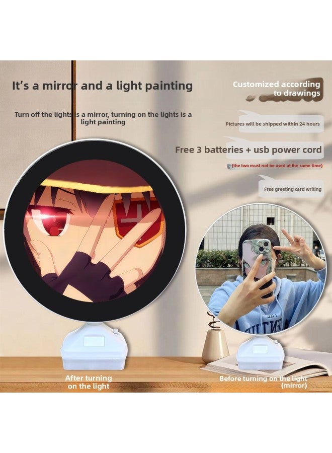Mirror Light Painting Offers Blessings To The Beautiful World Huihui Akya Secondary Yuan Surrounding Bedroom Fill Light-Specifications:my 1077-4 Huihui_magic Mirror + USB Cable + Battery + Gift Box