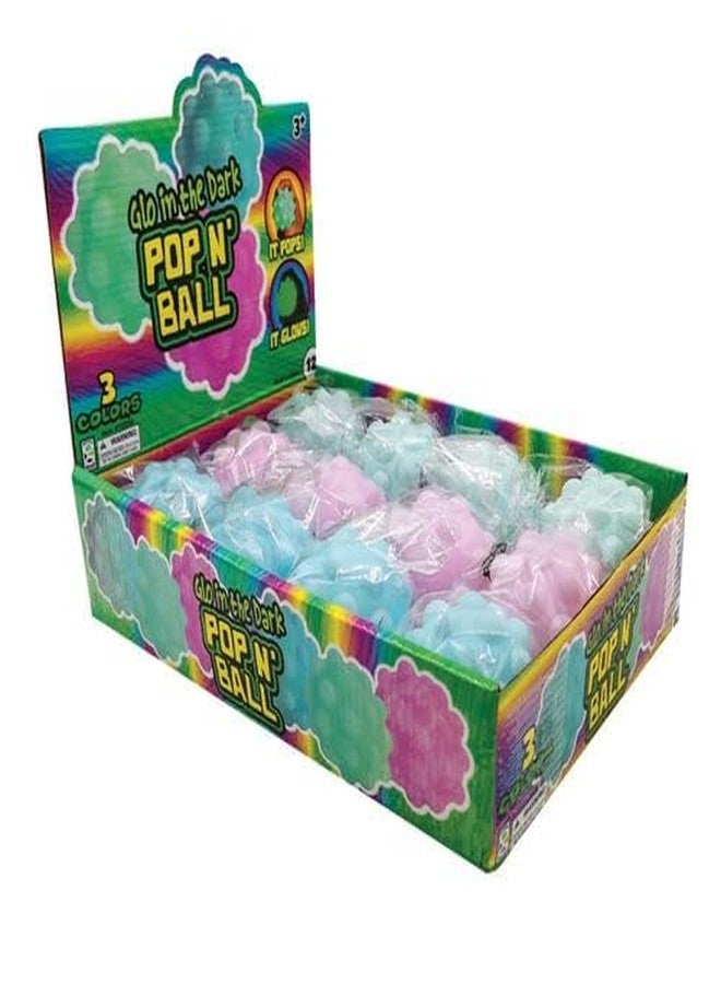 Geddes Raymond Geddes Glow in The Dark Pop Ball (Pack of 12) - Colorful Squeeze Balls for Kids - Lamp/Sun Rechargeable Glowing Pop It Balls - Image 5