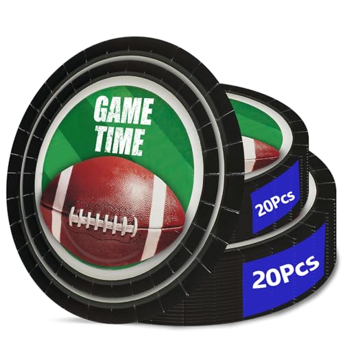 Aixuler 40pcs Football Party Paper Plates Set Disposable Sports Party Food Dinner Dessert Plate Birthday Tableware Decorations Favors, Including 20pcs 9" and 20pcs 7" Plates for Football Theme Plate - Image 1