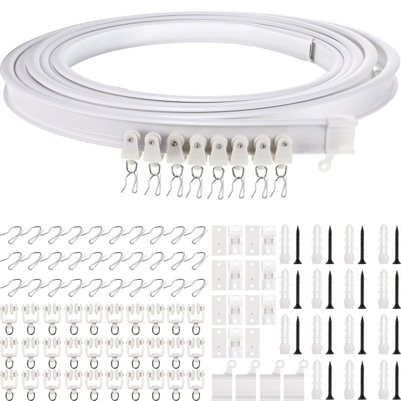 Curtain Track Set Home Ceiling 5m Top Mount Bendable Window Rod Track Suitable for Straight Curve Curtains Home Decor - Image 1