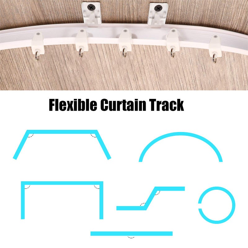 Curtain Track Set Home Ceiling 5m Top Mount Bendable Window Rod Track Suitable for Straight Curve Curtains Home Decor - Image 5
