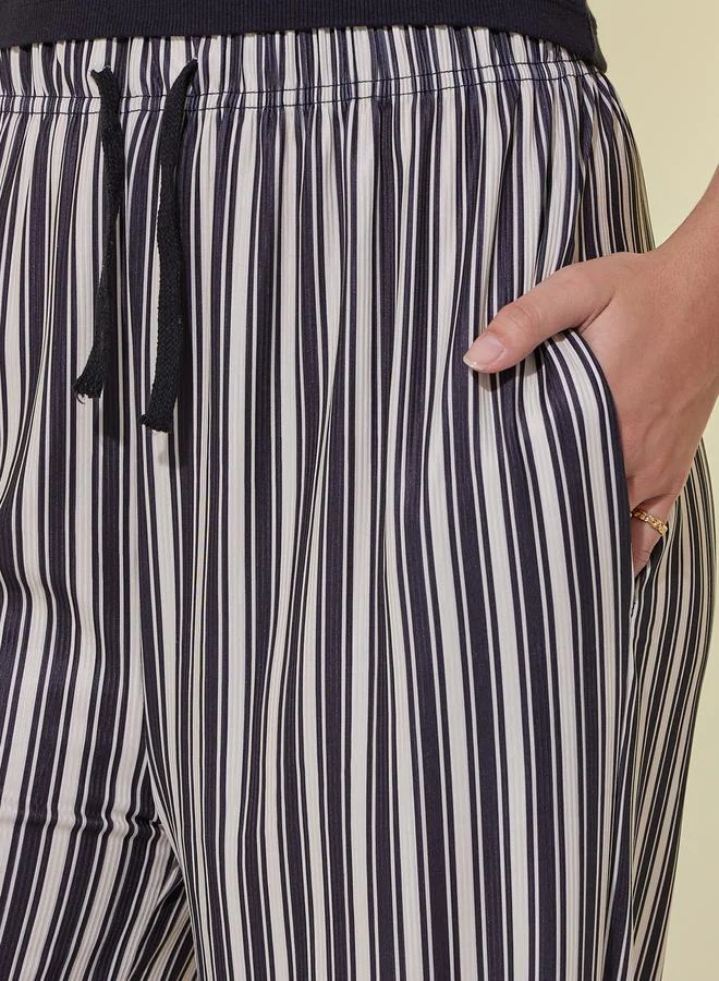 Take Two Striped Relaxed Fit Pants with Drawstring