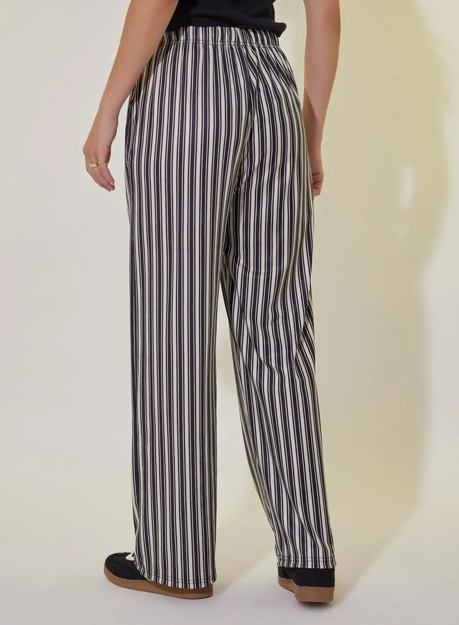Take Two Striped Relaxed Fit Pants with Drawstring