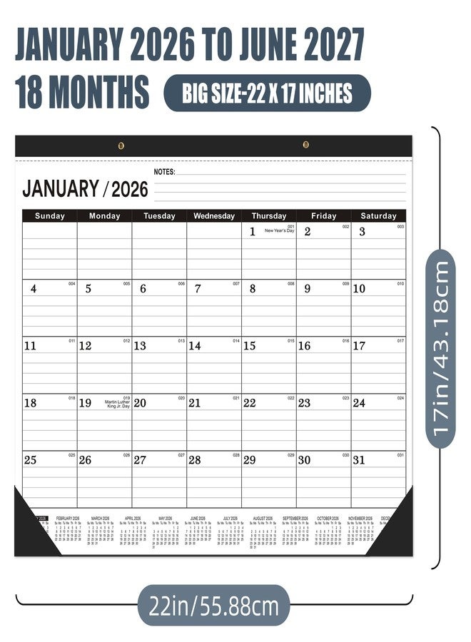 OLUPAND Desk Calendar 2026(January 2026 - June 2027)，2026 Desk Calendar Large 22 x17，2026 Calendar,Classic Black,Large Calendar 2026-2027 with Plastic Cover - Image 2