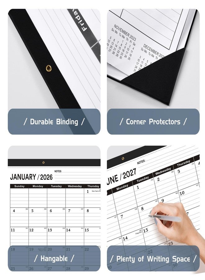 OLUPAND Desk Calendar 2026(January 2026 - June 2027)，2026 Desk Calendar Large 22 x17，2026 Calendar,Classic Black,Large Calendar 2026-2027 with Plastic Cover - Image 3