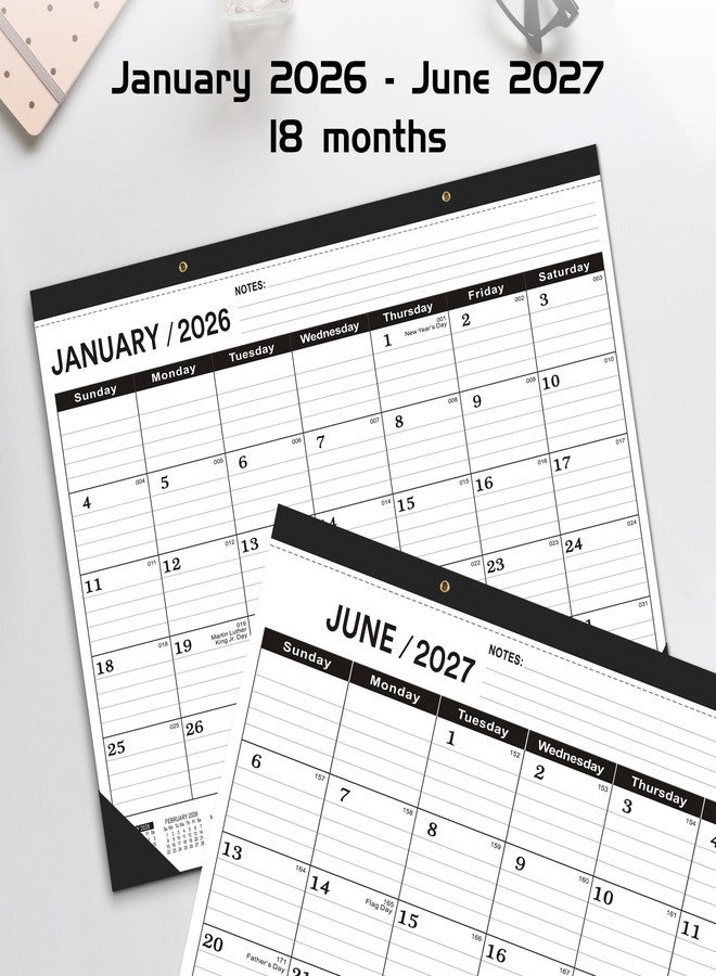 OLUPAND Desk Calendar 2026(January 2026 - June 2027)，2026 Desk Calendar Large 22 x17，2026 Calendar,Classic Black,Large Calendar 2026-2027 with Plastic Cover - Image 5