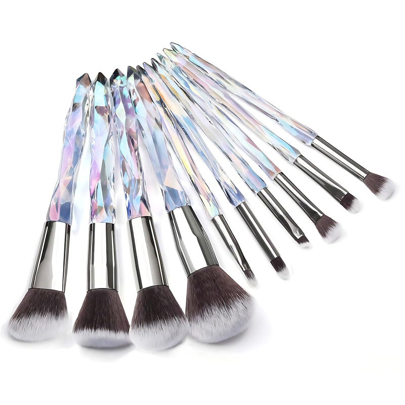 Kingtree Makeup Brushes Set 10PCS Crystal Makeup Brushes Premium Synthetic Powder Foundation Concealer Eye Shadow Brush Professional Face Eye Make Up Brushes for Girls Women