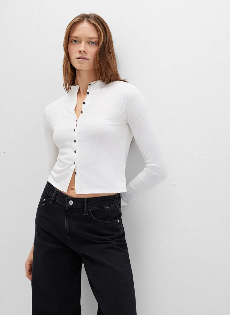 Mavi Button Detailed Ecru T-Shirt