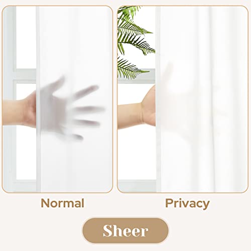 HOMEIDEAS Non-See-Through White Privacy Sheer Curtains, 52 X 72 Inches Long 2 Panels Sheer Curtains Light Filtering Window Drapes for Bedroom Living Room - Image 3