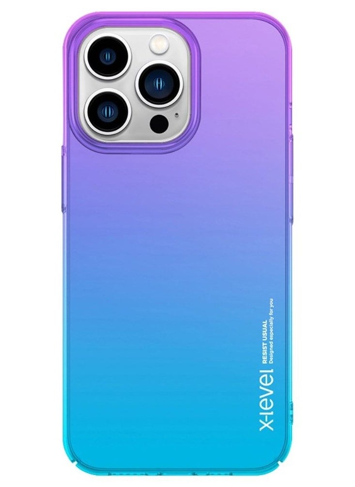 X-level X-LEVEL For iPhone 15 Pro Max Colorful Series Hard PC Case Color Splicing Drop Resistant Phone Cover - Purple Color  - Image 1