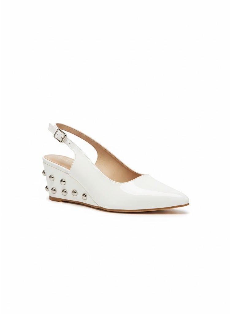 لايف ستيلاش  أحذية ويدج  جلد لامع شيك W-311 - ابيض - Image 4