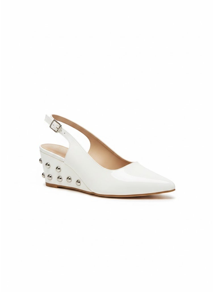 لايف ستيلاش  أحذية ويدج  جلد لامع شيك W-311 - ابيض - Image 3