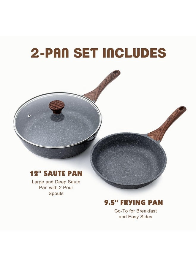 سنسارتي مقالي سينسارتي غير اللاصقة، مقالي أومليت مطلية بالجرانيت السويسري، أواني طهي صحية، خالية من حمض بيرفلورو الأوكتانويك (مقلاة 9.5 بوصة ومقلاة سوتيه سعة 5 كوارت) - Image 3