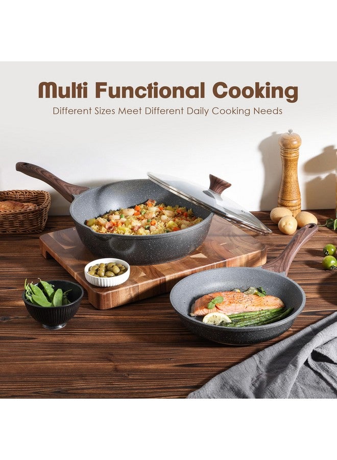 سنسارتي مقالي سينسارتي غير اللاصقة، مقالي أومليت مطلية بالجرانيت السويسري، أواني طهي صحية، خالية من حمض بيرفلورو الأوكتانويك (مقلاة 9.5 بوصة ومقلاة سوتيه سعة 5 كوارت) - Image 5