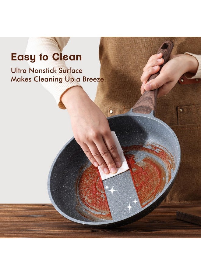 سنسارتي مقالي سينسارتي غير اللاصقة، مقالي أومليت مطلية بالجرانيت السويسري، أواني طهي صحية، خالية من حمض بيرفلورو الأوكتانويك (مقلاة 9.5 بوصة ومقلاة سوتيه سعة 5 كوارت) - Image 4