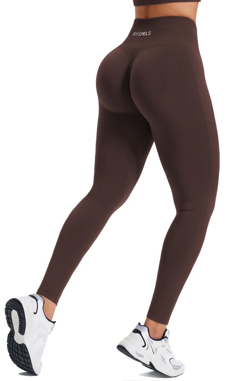 JOYSPELS Seamless Booty Lifting Pants for Women - High Waisted Squat Proof Gym Athletic Tights Scrunch Workout Leggings WitloofCoffee M - Image 2