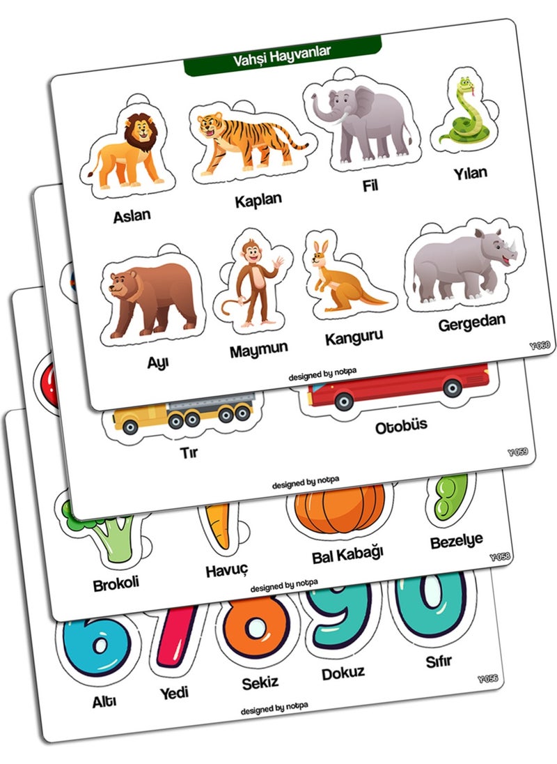 KutuTR Notpa Educational and Tutorial Wooden Colored Puzzle Set of 4 for Children  - Image 1