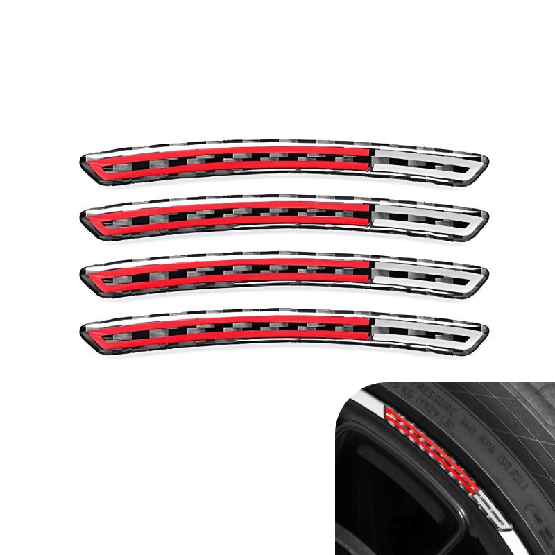 Qurbuns 4 PCS Wheel Rim Protector Stickers, 3D Sports Style Rim Protector Strips, Anti-Scratch Wheel Decorative Sticker, Universal for Most Vehicles (Black & Red) - Image 1