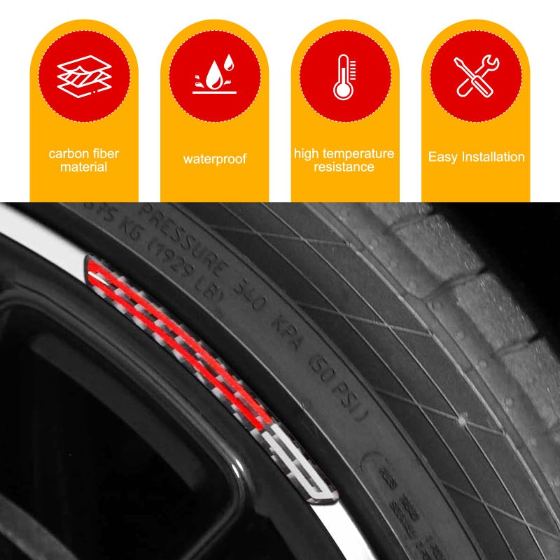 Qurbuns 4 PCS Wheel Rim Protector Stickers, 3D Sports Style Rim Protector Strips, Anti-Scratch Wheel Decorative Sticker, Universal for Most Vehicles (Black & Red) - Image 5
