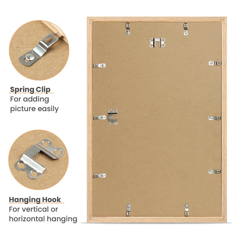 upsimples 12x18 Frame, Natural Solid Wooden Picture Frames, Display 11x17 with Mat or 12 x 18 Without Mat, Vertical or Horizontal Wall Hanging, 1 Pack, Natural - Image 5