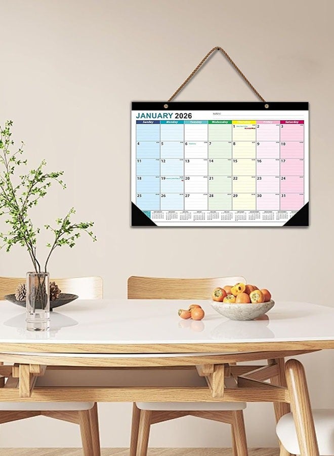 تقويم مكتبي 2026 - تقويم حائطي من يناير 2026 إلى يونيو 2027، تقويم شهري كبير بحجم 17 × 12 بوصة مع غطاء شفاف مقاوم للماء لتنظيم مكتب المنزل أو المدرسة أو المكتب - Image 4