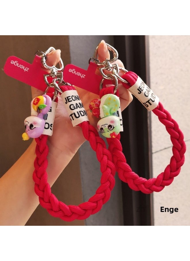 Generic - 2025 Year Red Mobile Phone Lanyard Wrist Ins Festive Cute Year Of The Snake Pendant Short And Strong Braided Rope-Specifications Support Image Upload:Wrist Style [red] Yuanbao Snake Red Three-strand Braided Lanyard + Red Long Clip + Silver Love Buckle - Image 1