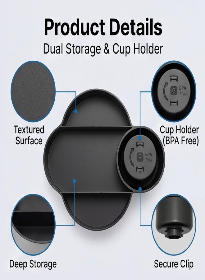 Joregobo 2PCS Toddler Car Seat Snack Tray, Detachable Cup Holder Replacement Compatible with Safety 1st EverFit & Grow and Go Car Seat, Anti-Slip Food Storage Tray, BPA-Free, Anti-Slip Car Seat Accessory - Image 3