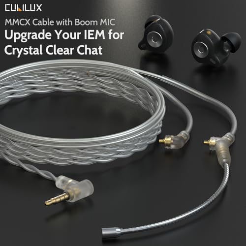 Cubilux 3.5mm MMCX Cable with Boom MIC, MMCX Replacement Cord with Microphone for SE215, SE315, SE425, SE535 and More, 4 Feet - Image 2