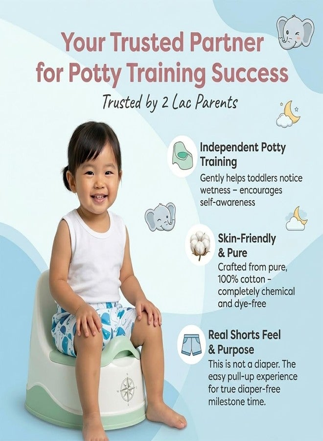 Snugkins Potty Training Shorts for Toddlers & Babies| Cotton Training Pull up Pants Reusable & Washable Diaper-Free Innerwear for Boys & Girls - Image 4