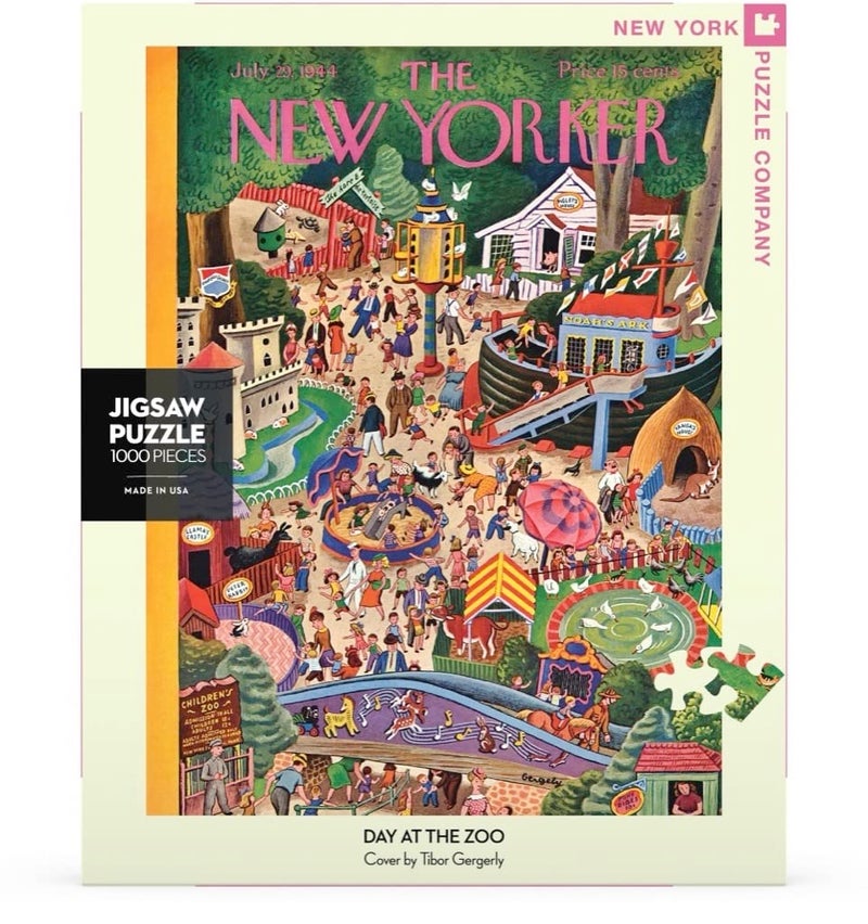 New York Puzzle Company - New Yorker Day at The Zoo - 1000 Piece Jigsaw Puzzle for Adults by Tibor Gergely - Image 3