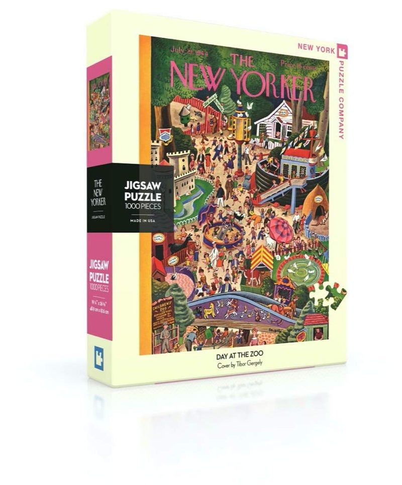 New York Puzzle Company - New Yorker Day at The Zoo - 1000 Piece Jigsaw Puzzle for Adults by Tibor Gergely - Image 2