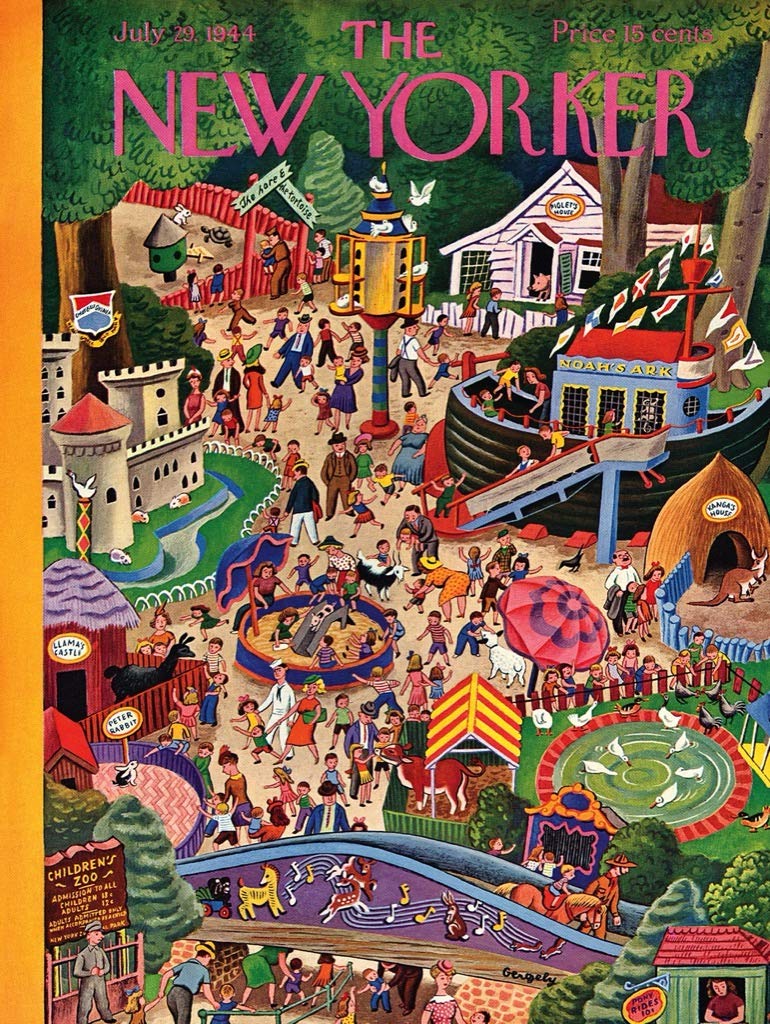 New York Puzzle Company - New Yorker Day at The Zoo - 1000 Piece Jigsaw Puzzle for Adults by Tibor Gergely - Image 1