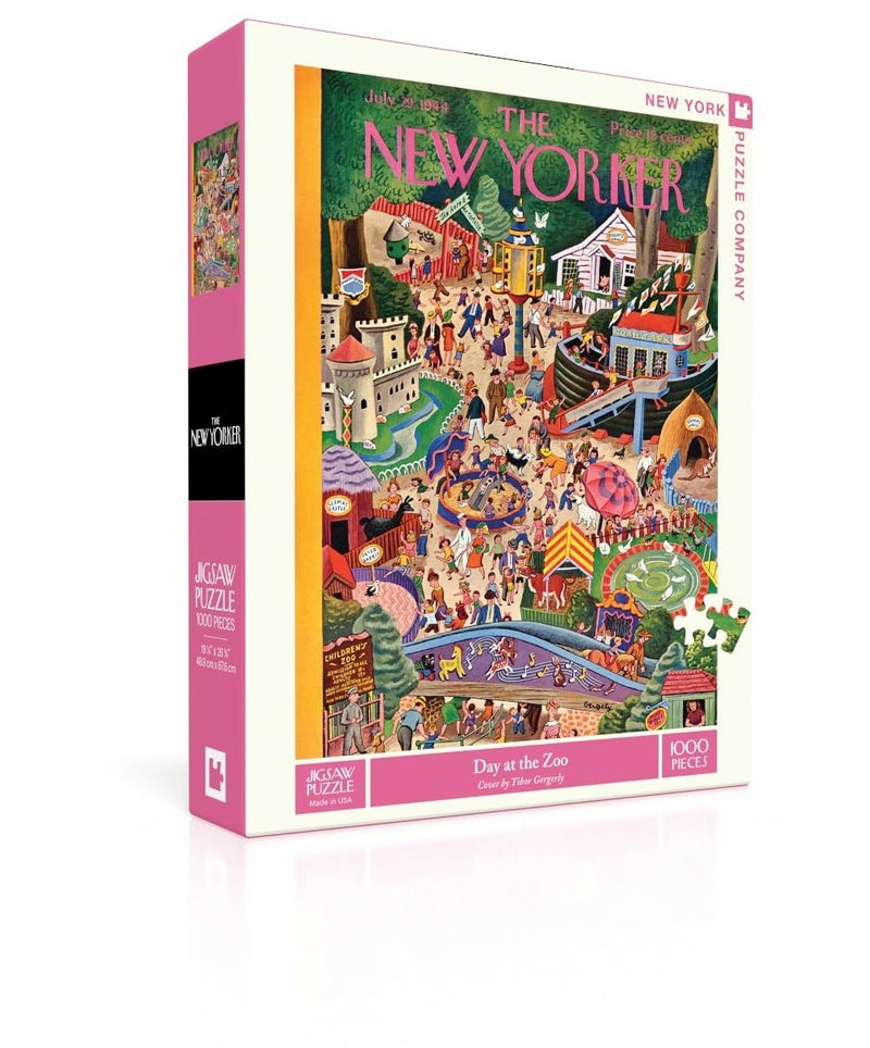 New York Puzzle Company - New Yorker Day at The Zoo - 1000 Piece Jigsaw Puzzle for Adults by Tibor Gergely - Image 4