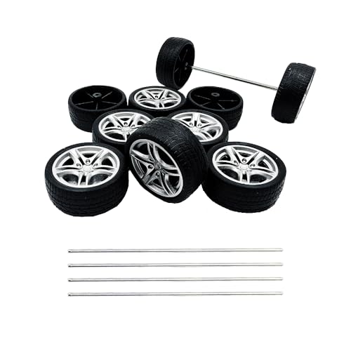 URIMPAVIDO 10PCS Toy Car Wheel 48mm Toy Car Rubber Tire Wheels with 5PCS Shaft Round Rod Axles for RC Car Truck Robot DIY Model Toy Parts - Image 1