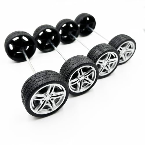URIMPAVIDO 10PCS Toy Car Wheel 48mm Toy Car Rubber Tire Wheels with 5PCS Shaft Round Rod Axles for RC Car Truck Robot DIY Model Toy Parts - Image 5
