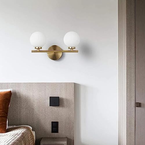 WOKE Double Globe at 180 Degree Indoor/Outdoor Wall Light/Wall Lamp Lighting for Decor Home/Living Room- Golden and Milky,Corded Electric (Without Bulb) 78949 - Image 4