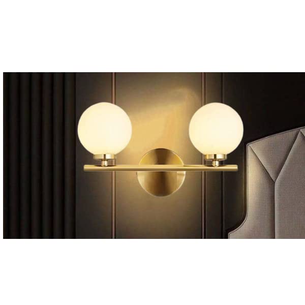 WOKE Double Globe at 180 Degree Indoor/Outdoor Wall Light/Wall Lamp Lighting for Decor Home/Living Room- Golden and Milky,Corded Electric (Without Bulb) 78949 - Image 1