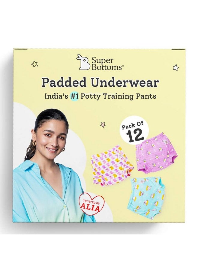 Superbottoms superbottoms Padded Underwear™ | for Potty Training & Mess-Free Diaper-Free time | Prevents Pee Puddles | 3 Layers of Premium Cotton Padding (No Sponge) | (Bummy World, Size: 2, Pack of 12)  - Image 1