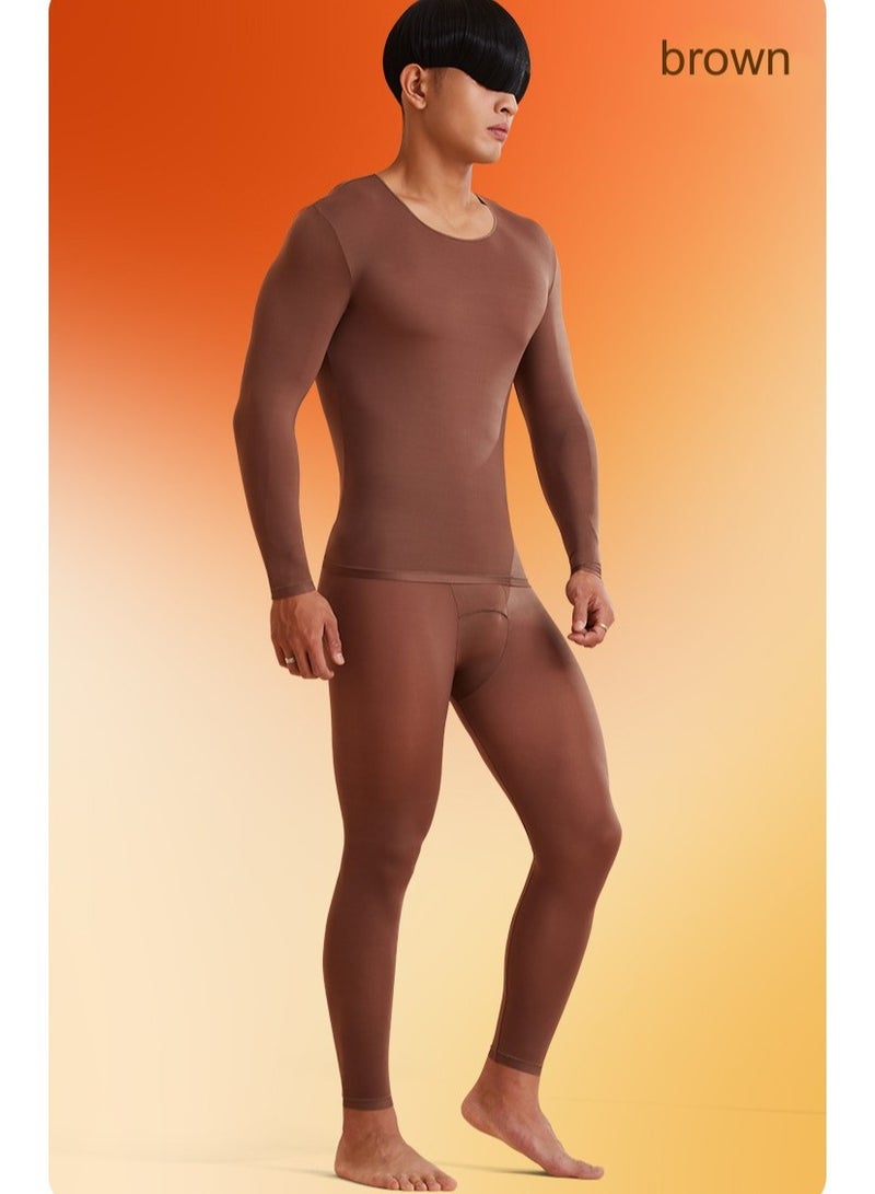 ريدمابليتيك طقم ملابس داخلية حرارية للرجال، رفيع للغاية وغير مرئي ومضاد للكهرباء الساكنة، بني - Image 1
