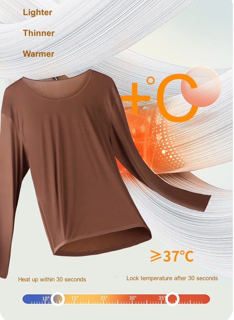 ريدمابليتيك طقم ملابس داخلية حرارية للرجال، رفيع للغاية وغير مرئي ومضاد للكهرباء الساكنة، بني - Image 4