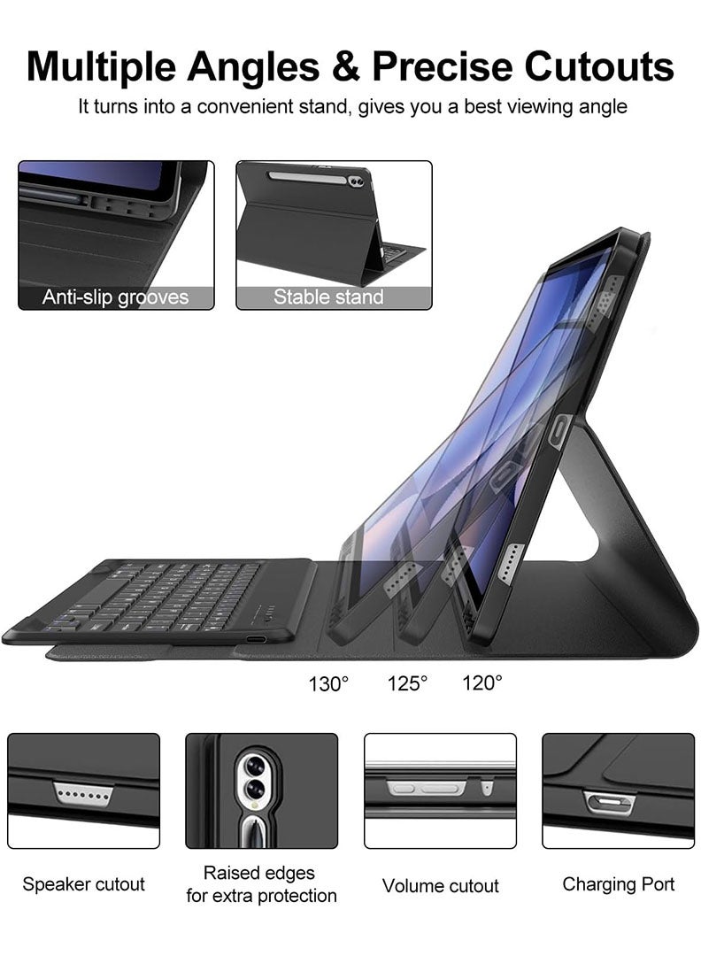 Theodor Keyboard Case for Samsung Galaxy Tab S11 Ultra 2025 14.6 Inch Slim Lightweight Stand Cover with Magnetically Detachable Wireless Bluetooth Keyboard Magnetically Detachable Case, Auto Sleep/Wake -Black - Image 2
