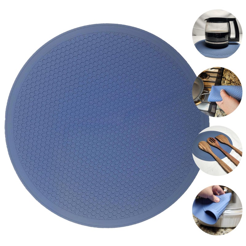 Kitchen Discovery Multipurpose Silicone Mat 115 Inch Round Heat Resistant Mat with NonSlip Jar Opener and Spatter Guard