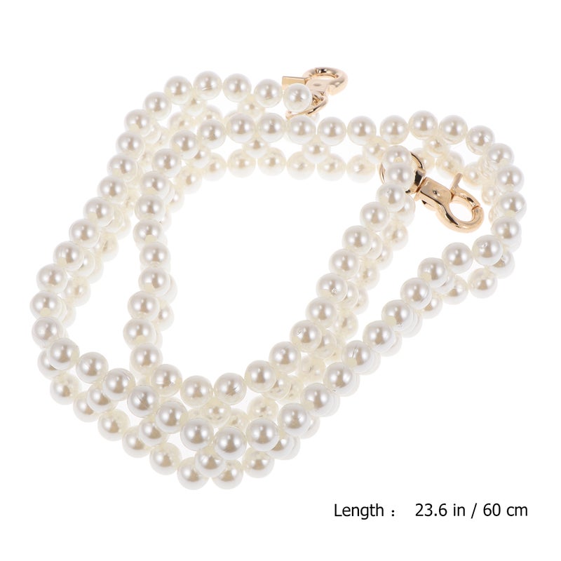 Double Row Bag Chain Delicate Handbag Chains Shoulder Bag Strap Replacement Accessories for Girls Women (Pearl, 60cm) - Image 2