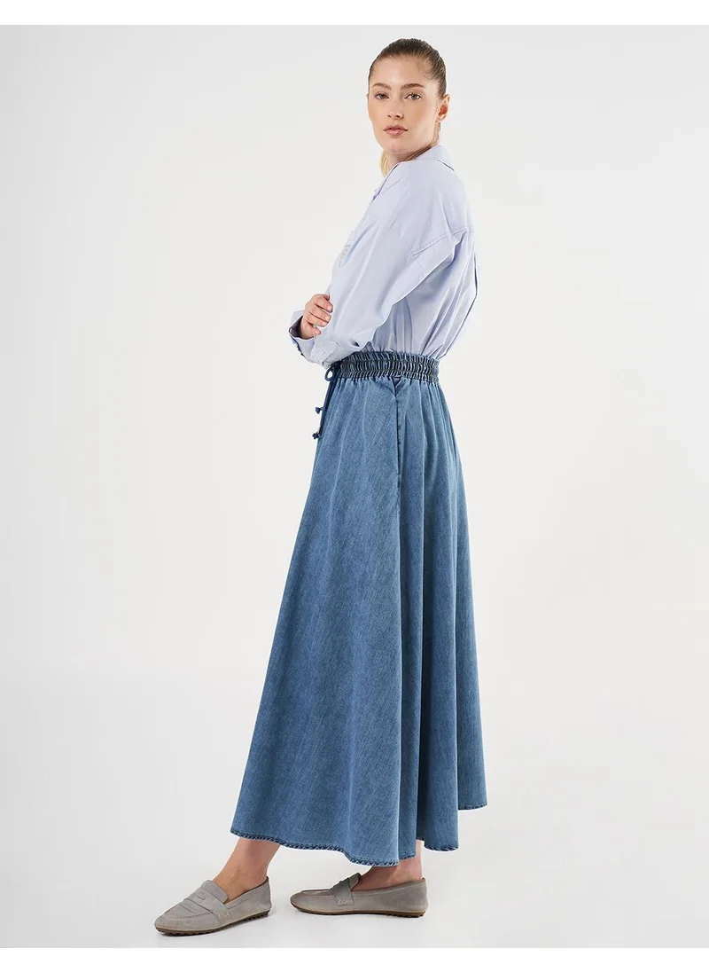Kayra Elasticated Lyocell Skirt with Towel Wash Texture