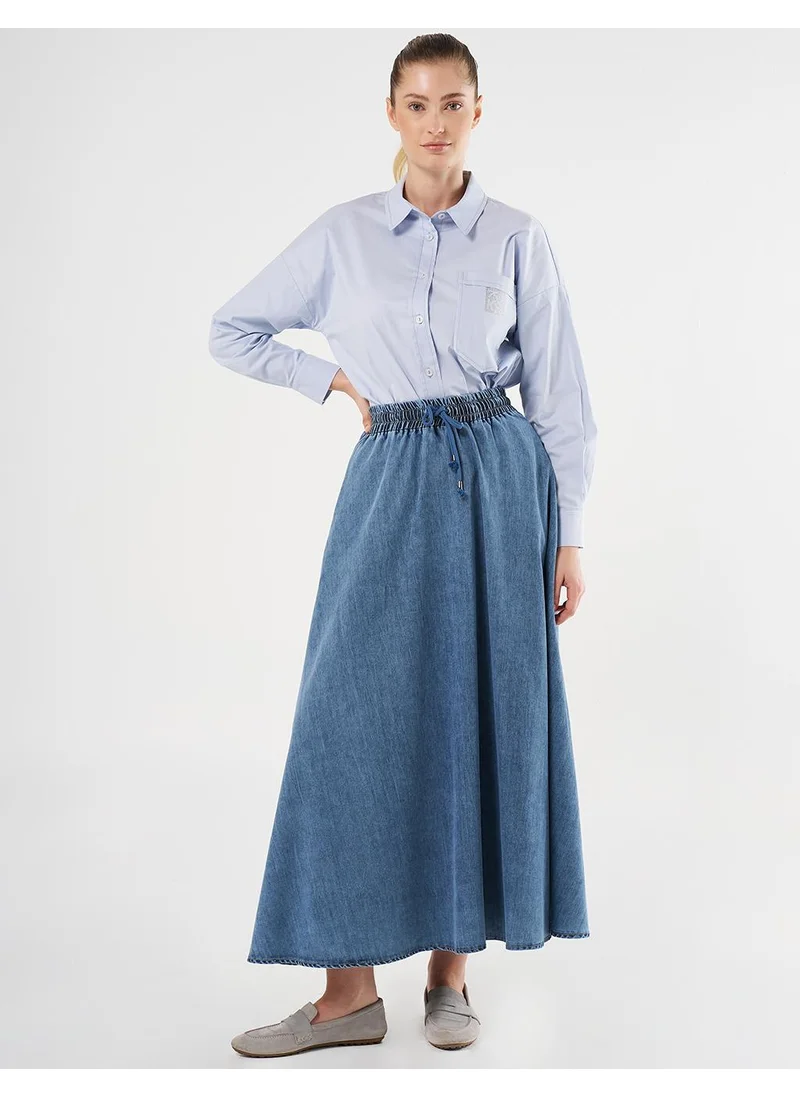 Kayra Elasticated Lyocell Skirt with Towel Wash Texture