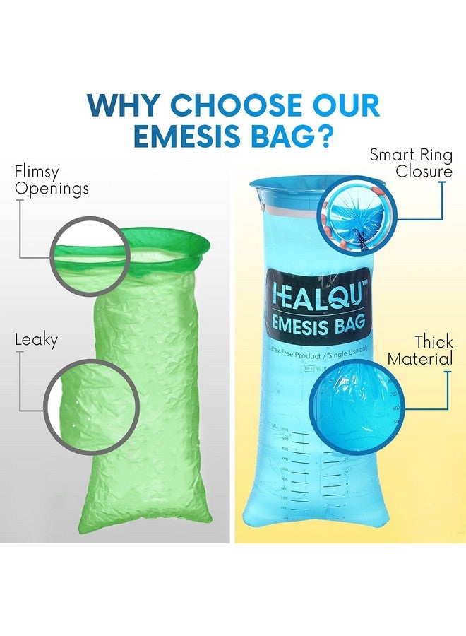 HEALQU Healqu Hospital Vomit Bags - 60 Pack 1000ml Car Throw Up Bag - for Airsick Travel & Motion Sickness - Leak Resistant Medical Grade Puke Bag - Disposable Barf Bags Throw Up, Nausea  - Image 3