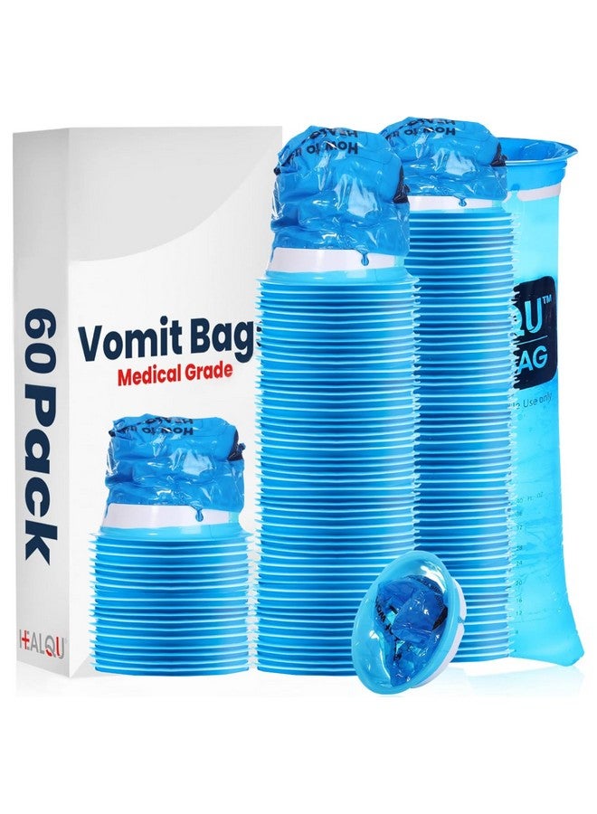 HEALQU Healqu Hospital Vomit Bags - 60 Pack 1000ml Car Throw Up Bag - for Airsick Travel & Motion Sickness - Leak Resistant Medical Grade Puke Bag - Disposable Barf Bags Throw Up, Nausea  - Image 1