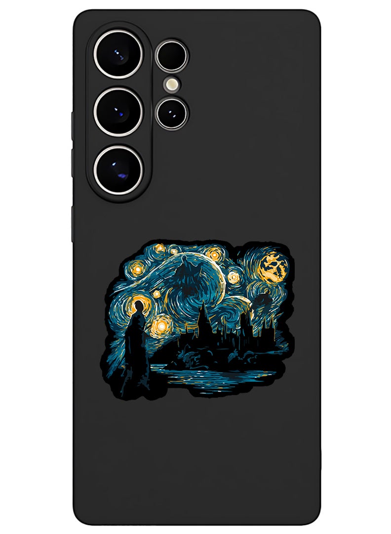 Theodor Protective Slim Fit Case Liquid Silicone Cover with Full Body Protection Anti-Scratch Shockproof Case For Samsung Galaxy S25 Ultra (Black) - Starry nights - Image 1