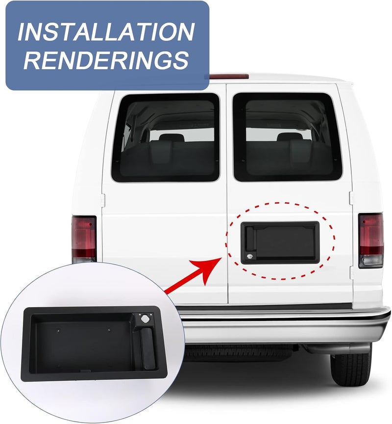 JDMSPEED Rear Cargo Door Handle & License Plate Tag Bracket for Ford Van E150 E250 E350 - Image 4